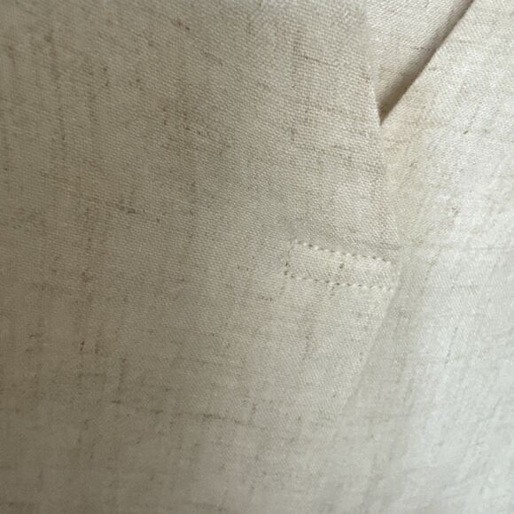 Linen Top Blouse Women's Size S Natural Neutral Beige Color V-Neck Button Back - Picture 6 of 9